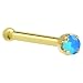 Jewelry : Solid 14KT Yellow Gold 2mm Caribbean Blue Cubic Zirconia Nose Bone - 18 Gauge