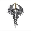PAIR OF MEDIEVAL DRAGONS WALL PLAQUE WITH DAGGER KNIFE