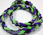 20" Black Neon Green Purple Titanium Sports Tornado Necklace w/ Case