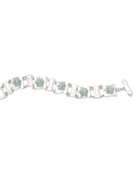 CleverSilvers 7.5 Inch Textured Rectangle With Ancient Roman Glass Toggle Bracelet