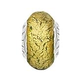 Lovelinks by Aagaard Petites Sterling Green and Gold Crackle Murano Glass Bead 