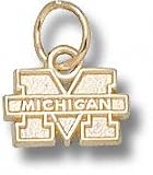 Michigan Wolverines Solid 10K Gold ''M MICHIGAN'' 1/4'' Pendant