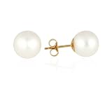 10-10.5MM Natural South Sea white Pearl Stud Earring in 14K Gold