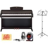Yamaha YDP181 Digital Piano Bundle with Stagg SHP-2300 Headphones - MUS-A3BK Music Stand - and Polishing Cloth