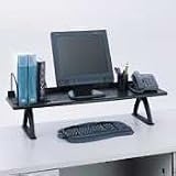 Safco 3602BL Value Mate Desk Riser, 30W, Melamine Laminate, 100 Lb. Capacity, Black
