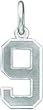 Sterling Silver Small Satin Number 9 Charm