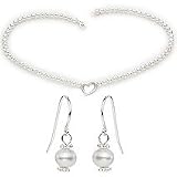 White Pearl Heart Necklace and Earring Set