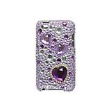 Premium Bling Luxurious Design Diamond Crystal Snap-on Case for Apple iPod Touch 4, 4G, 4th Generation, 4th Gen - Large Purple Hearts