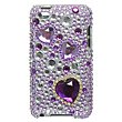 Apple iPod Touch 4th Generation Full Diamond Case - Purple with Purple Heart Design
