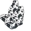 Set of 2 Universal-Fit Animal Print Front Bucket SUV Truck Seat Cover w/ Arm Rest Opening - Cow