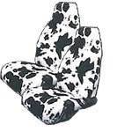 Set of 2 Universal-Fit Animal Print Front Bucket SUV Truck Seat Cover w/ Arm Rest Opening - Cow