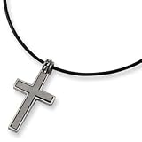 Titanium Leather Cord Cross Necklace TBN100-18
