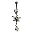 Black Bioplast Belly Ring with Clear Australian Crystals - 14g/5mm ball