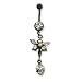 Black Bioplast Belly Ring with Clear Australian Crystals - 14g/5mm ball