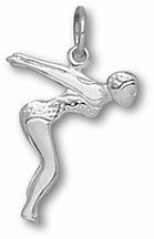 Lady Swimmer Charm - Sterling Silver Jewelry