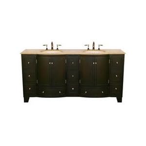 Bathroom Travertine Double Sink Vanity Cabinet 72 703T