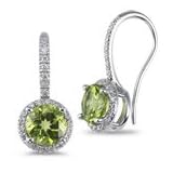 1 4 Ct Diamond and 2.70 Cts Peridot Earrings in 14K White Gold