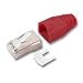 RJ45 Stecker Cat 6 - rot8P8C, geschirmt mit roterKnickschutztülle und Einfädelkamm