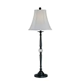 Lite Source LS-21162D/BRZ Gefion Table Lamp, Dark Bronze with Crystal with White Fabric Shade