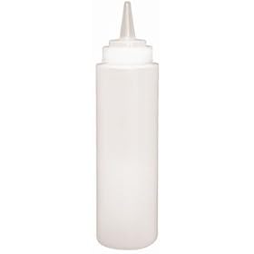 Clear Squeeze Sauce Bottle Clear. 8oz capacity. Soft and flexible polyethylene.