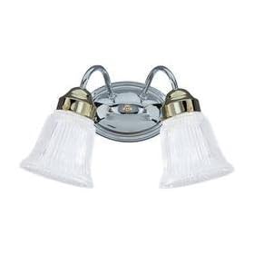 Sea Gull Lighting 4871-70 Brookchester Two-Light Vanity, Polished Brass and Chrome Finish with Clear Ribbed Glass