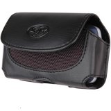 Black Horizontal Genuine Leather Universal Pouch Case for HTC TyTN / 8525 / JasJam / Hermes