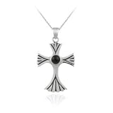 Sterling Silver Gothic Victorian Style Genuine Onyx Cross Pendant