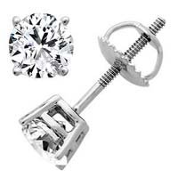1.00 Carat F/VS1 Round Brilliant Certified Diamond Solitaire Stud Earrings in Platinum 