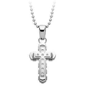 Mens Diamond Cross Pendant in Stainless Steel by Fred Meyer Jewelers