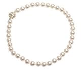 L. Erickson Pearl Necklace with Swarovski Encrusted Magnetic Clasp - Light Crème