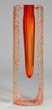 Glass Red Vase with Red Crystals 100% Handblown Art E55 (A74-1)