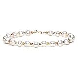 14K Gold, Cultured Freshwater Pearl Bracelet with Tri Color Beads