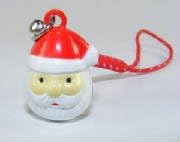 Santa Claus Head Brass Bell Straps, Keychains, a Set of 2 Pieces, #70662