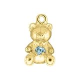14K Yellow Gold Aquamarine Birthstone Bear Charm