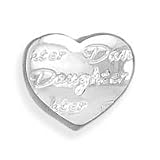 Story Bead Slide-on Charm Heart Shaped Engraved with Daughter, Sterling Silver