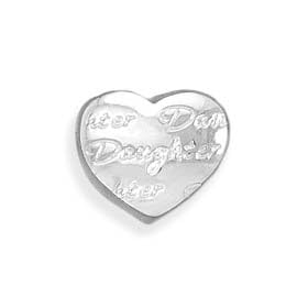 Story Bead Slide-on Charm Heart Shaped Engraved with Daughter, Sterling Silver