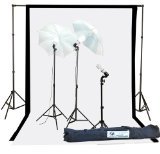 Fancierstudio 1000watt Lighting Kit Black White Muslin Backdrop and background stand kit By Fancierstudio K105BW