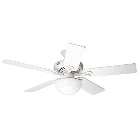 Hunter 21539 The Vista 52-Inch Five-White Light Oak-Blades-Ceiling Fan, White by Hunter Fan Company