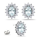 0.08 Ct Diamond & 12.48 Ct Sky Blue Topaz Earrings in 14K White Gold