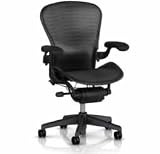 Aeron Chair by Herman Miller - Home Office Desk Task Chair Fully Loaded Highly Adjustable Medium Size (B) - PostureFit Lumbar Back Support Cushion Graphite Frame Grey Black Tuxedo Pellicle