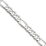 14k White 9.7mm Solid Concave Figaro Chain Anklet - 9 Inch