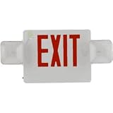 Universal Thermoplastic LED Exit Sign with Emergency Lights - Red Letters - White Housing