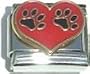 Clearly Charming Paw Prints in Heart Italian Charm Bracelet Link