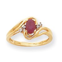 14k .05ct Diamond and Ruby Birthstone Ring by JewelryWeb