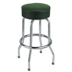 Click here to buy Richardson Round Top Bar Stool - Single Ring - Chrome Frame: Red (T12) by KegWorks.