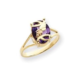 10k Tri-color Black Hills Gold Ladies Amethyst Ring - Size 6 - JewelryWeb: Jewelry