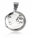 Schmuck Anhänger Mond & Sterne, Medaillon zum öffnen, Amulett aus Silber, Glücksbringer