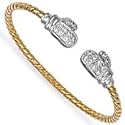 Jewelco London 9ct Solid gold children's Boxing glove twisted wire Torque Bangle hand-set with cubic zirconia stones ( 9g )