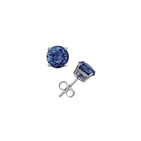 Silver Lab Created Blue Sapphire Gemstone Round Shape 3 mm