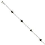 21LrP7cwO3L. SL160  Anklet   Genuine Black Onyx Beads Rhodium Over Sterling Silver